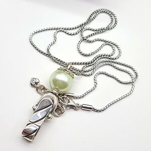 $52 Brighton "Posh Pearl" Swarovski Glass Pearl & Crystal Badge Clip! Sold-Out!